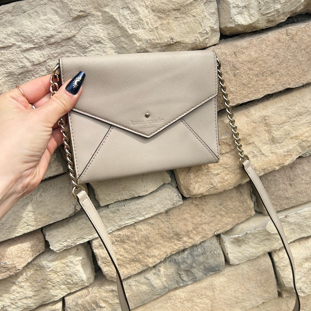 Kate Spade Taupe Saffiano Envelope Crossbody Wallet